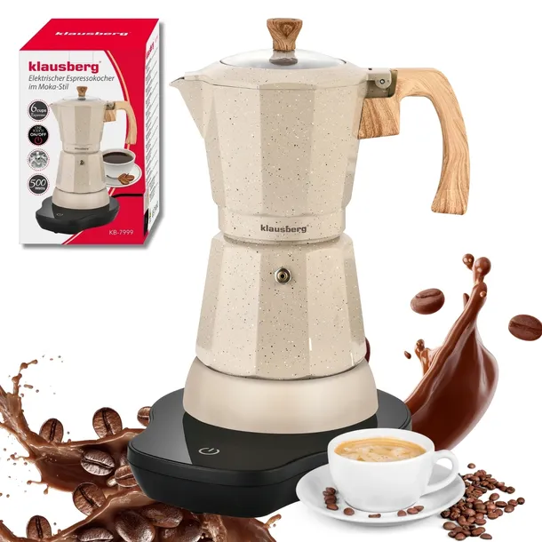 Kawiarka elektryczna Klausberg KB-7999 Moka 6 espresso 500W ON/OFF Beżowa