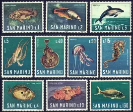 san-marino-1966-mnh-f-vf-sc643-652-ryby