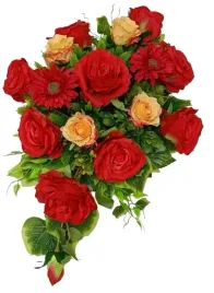 stroik-wiazanka-na-grob-cmentarz-czerwone-roze-gerbery-dzien-matki