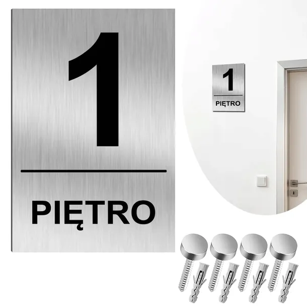 NIERDZEWNA Tabliczka | ALUMINIOWA PIĘTRO 1 Pierwsze Numer Piętra 30x20