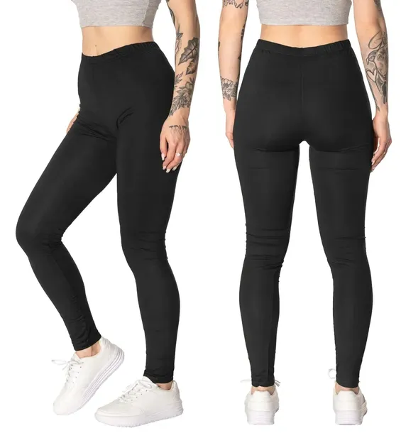 Czarne Spodnie Legginsy Getry Damskie Cienkie Leginsy Bambusowe 889 3XL/4XL