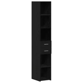 polka-na-ksiazki-z-szuflada-czarny-dab-30-x-42-4-x-185-2-cm
