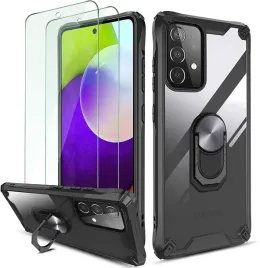 etui-silikonowe-czarne-do-samsung-galaxy-a52-4g-5g-z-pierscieniem-2xszklo