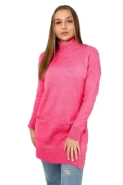 sweter-ze-stojka-rozowy