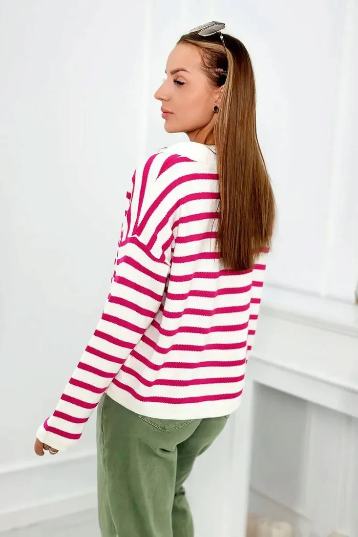 sweter-w-paski-fuksja-stan-nowy