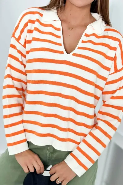 sweter-w-paski-pomaranczowy-marka-kesi