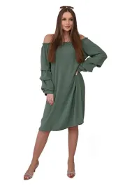 sukienka-hiszpanka-z-ozdobnym-rekawem-khaki