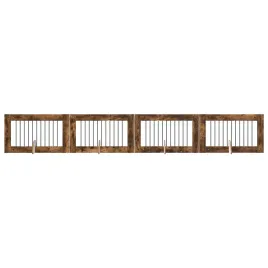 bramka-dla-psow-z-podporkami-4-szt-dab-wedzony-100-x-60-cm