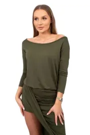 sukienka-asymetryczna-3-4-rekaw-khaki