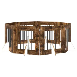 bramka-dla-psow-z-podporkami-8-szt-dab-wedzony-60-x-60-cm