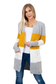 sweter-kardigan-w-pasy-szary-musztardowy