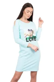 sukienka-z-nadrukiem-love-mietowa