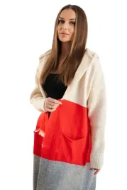 sweter-kardigan-z-kapturem-w-pasy-bezowy-czerwony-szary