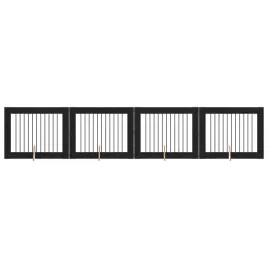 bramka-dla-psow-z-podporkami-4-szt-czarny-dab-100-x-80-cm