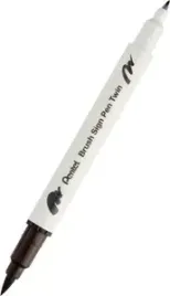 pisak-do-kaligrafii-brush-pentel-dwustronny-ciemnobrazowy