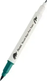 pisak-do-kaligrafii-brush-pentel-dwustronny-ciemnozielony