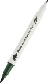 pisak-do-kaligrafii-brush-pentel-dwustronny-oliwkowa-zielen