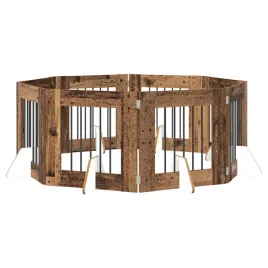 bramka-dla-psow-z-podporkami-8-szt-stare-drewno-60-x-60-cm