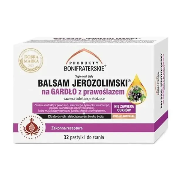 Balsam Jerozolimski na gardło 32 past. bez cukru z prawoślazem