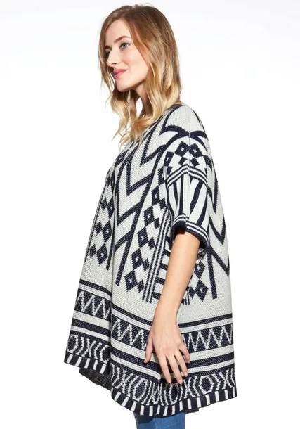 ponczo-sweter-aztec-wzorzysty-boho-marka-inna