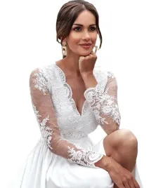 suknia-slubna-2-ecru-elegancka-dlugi-rekaw-koronka-cekinki-rozmiar-34-xs