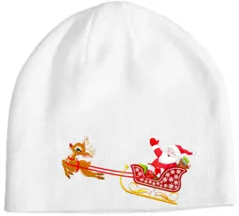 czapka-zimowa-beanie-mikolaj-na-saniach-renifer-czapka-swiateczna