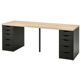ikea-lagkapten-alex-biurko-200x60-cm-dab-bejcowany-na-bialo-czarnybraz
