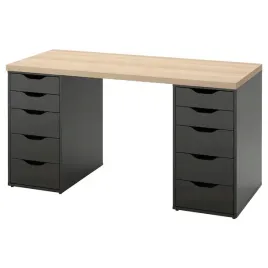 ikea-lagkapten-alex-biurko-140x60-cm-dab-bejcowany-na-bialo-czarnybraz