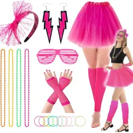stroj-zestaw-lata-80-neon-kolczyki-naszyjnik-spodnica-rekawiczki-disco-8w1