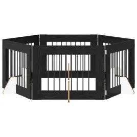 bramka-dla-psow-z-podporkami-6-szt-czarny-dab-80-x-60-cm