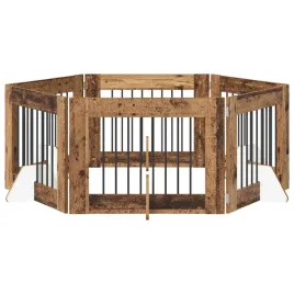 bramka-dla-psow-z-podporkami-6-szt-stare-drewno-80-x-60-cm