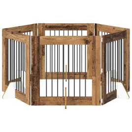 bramka-dla-psow-z-podporkami-6-szt-stare-drewno-80-x-80-cm