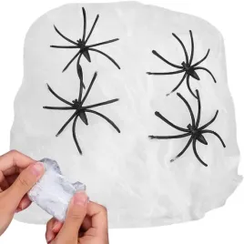 sztuczna-pajeczyna-biala-z-4-pajakami-halloween-dekoracja-rozciagliwa