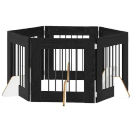 bramka-dla-psow-z-podporkami-6-szt-czarny-dab-60-x-60-cm