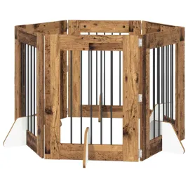 bramka-dla-psow-z-podporkami-6-szt-stare-drewno-60-x-80-cm