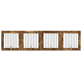 bramka-dla-psow-z-podporkami-4-szt-dab-wedzony-80-x-80-cm