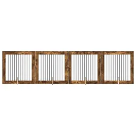 bramka-dla-psow-z-podporkami-4-szt-dab-wedzony-100-x-100-cm