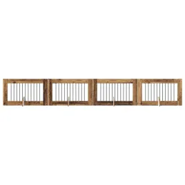 bramka-dla-psow-z-podporkami-4-szt-stare-drewno-100-x-60-cm