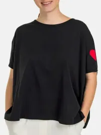 modna-koszulka-damska-t-shirt-bawelniany-krotki-rekaw-luzny-oversize-czarny