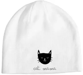 czapka-beanie-biala-z-nadrukiem-cat-mama-kocia-mama