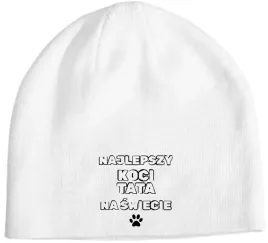 czapka-beanie-biala-nadruk-najlepszy-koci-tata-na-swiecie-prezent