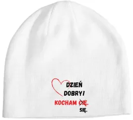 czapka-beanie-zabawny-pozytywny-nadruk-dzien-dobry-kocham-sie