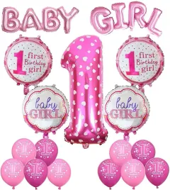 balony-dekoracja-na-1-urodziny-dziewczynki-rozowe-baby-girl-zestaw-17szt