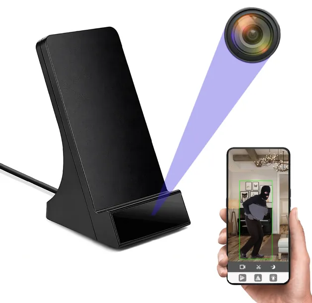 Mini ukryta kamera szpiegowska WiFi w ładowarce indukcyjnej Full HD na żywo