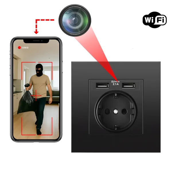 Mini ukryta kamera szpiegowska Wi-Fi w gniazdku Full HD - podgląd na żywo