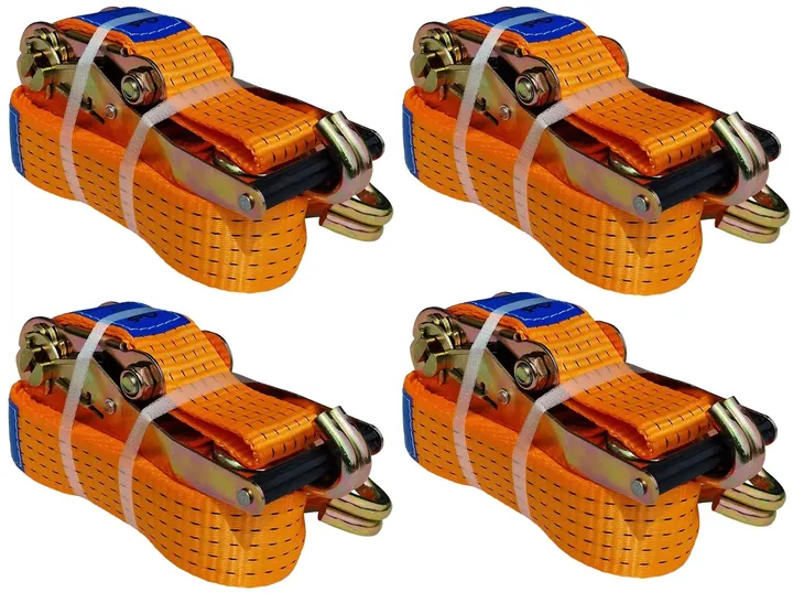 ZESTAW 4x PAS TRANSPORTOWY 5T 50mm 6m PASY TRANSPORTOWE ATEST Z NAPINACZEM