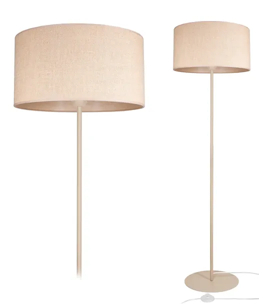 NOWOCZESNA LAMPA STOJĄCA PODŁOGOWA BEŻ ECRU JUTOWY ABAŻUR BOHO 40CM LED