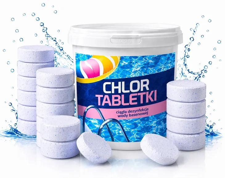 CHLOR TABLETKI 200g 3kg do Basenu Stała Dezynfekcja Wody
