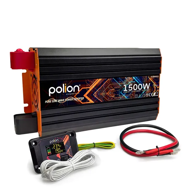 Przetwornica samochodowa 12V/230V Polion 1500W czysty sinus