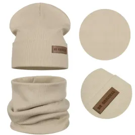 cieply-zestaw-dzieciecy-czapka-i-komin-podwojny-material-42-46-bezowy